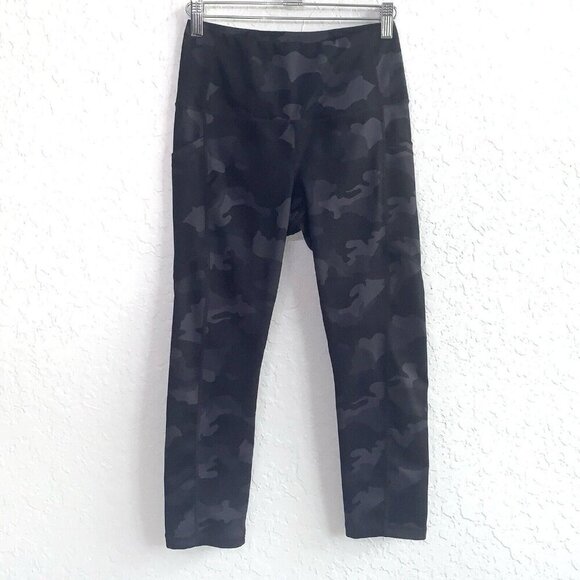 Yogalicious Lux Leggings Womens Small Black‎ Gray Camo Pockets workout yoga - Picture 1 of 10